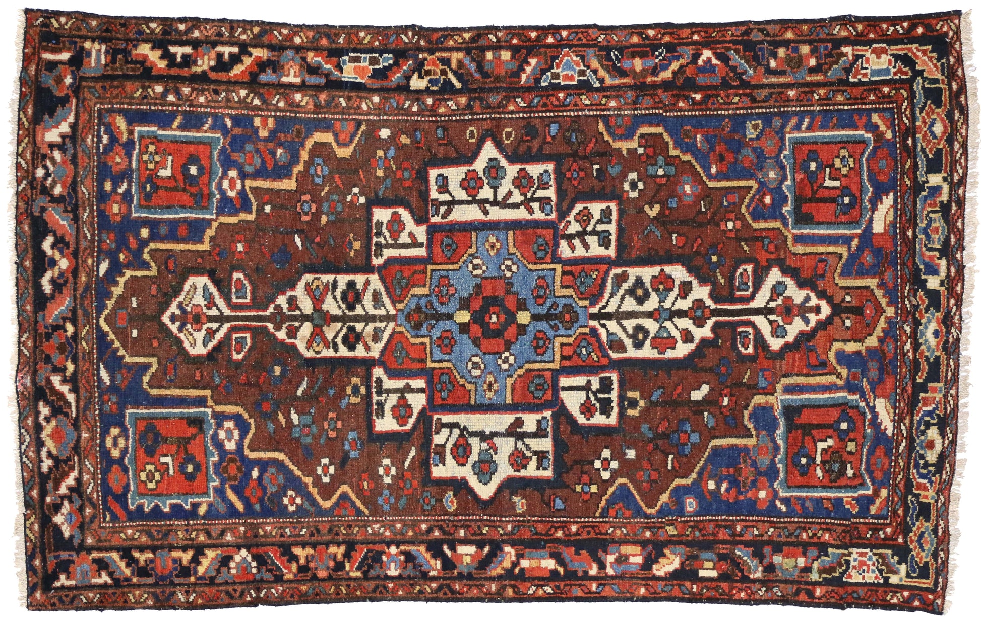 4 x 6 Antique Persian Bakhtiari Rug 75345