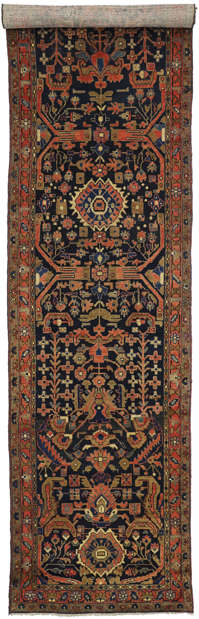 4 x 16 Vintage Persian Hamadan Rug 75363