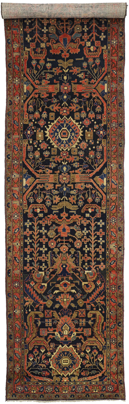 4 x 16 Vintage Persian Hamadan Rug 75363