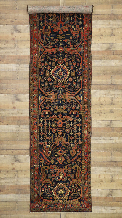 4 x 16 Vintage Persian Hamadan Rug 75363