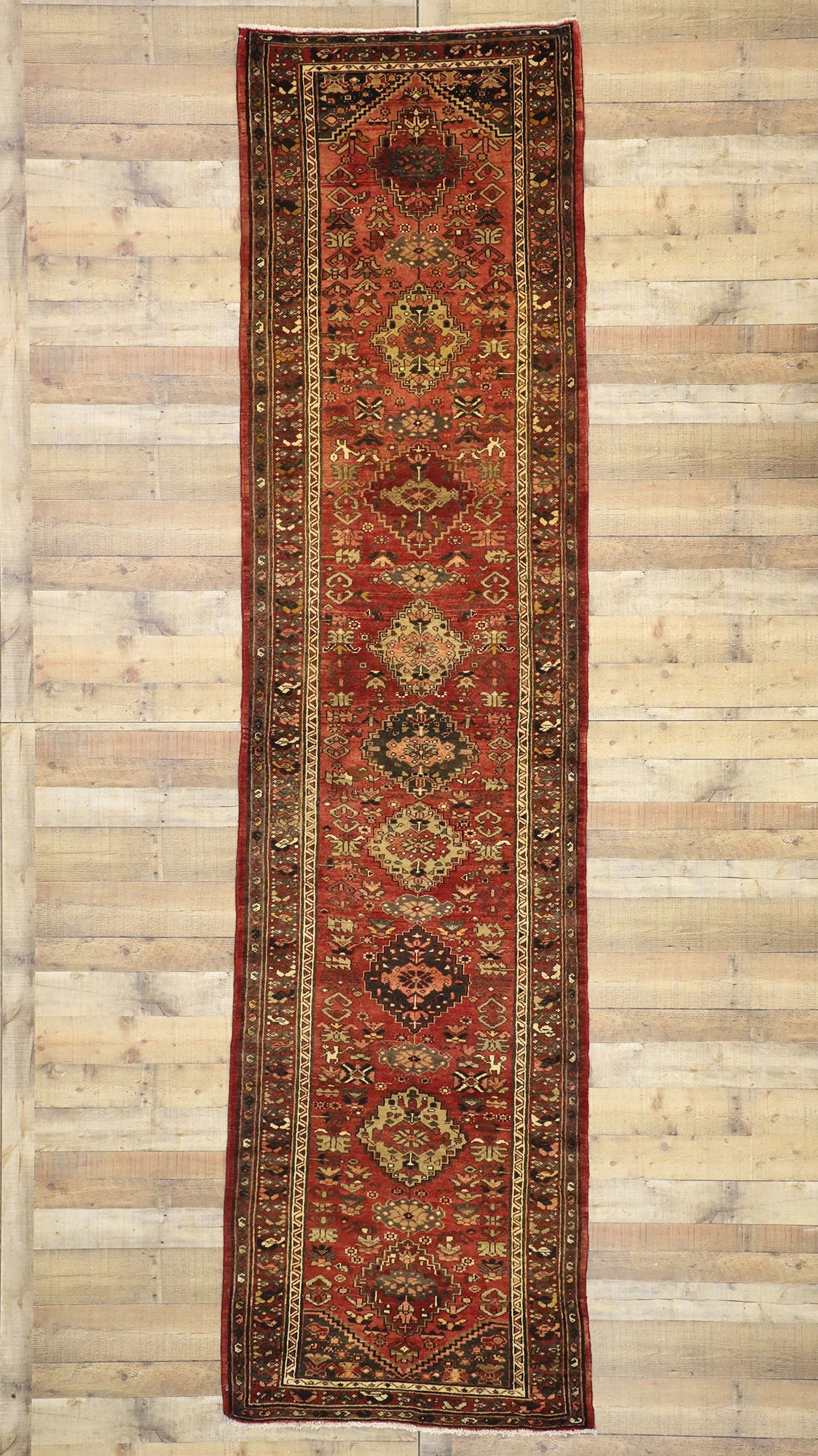 3 x 13 Vintage Persian Hamadan Runner 75364
