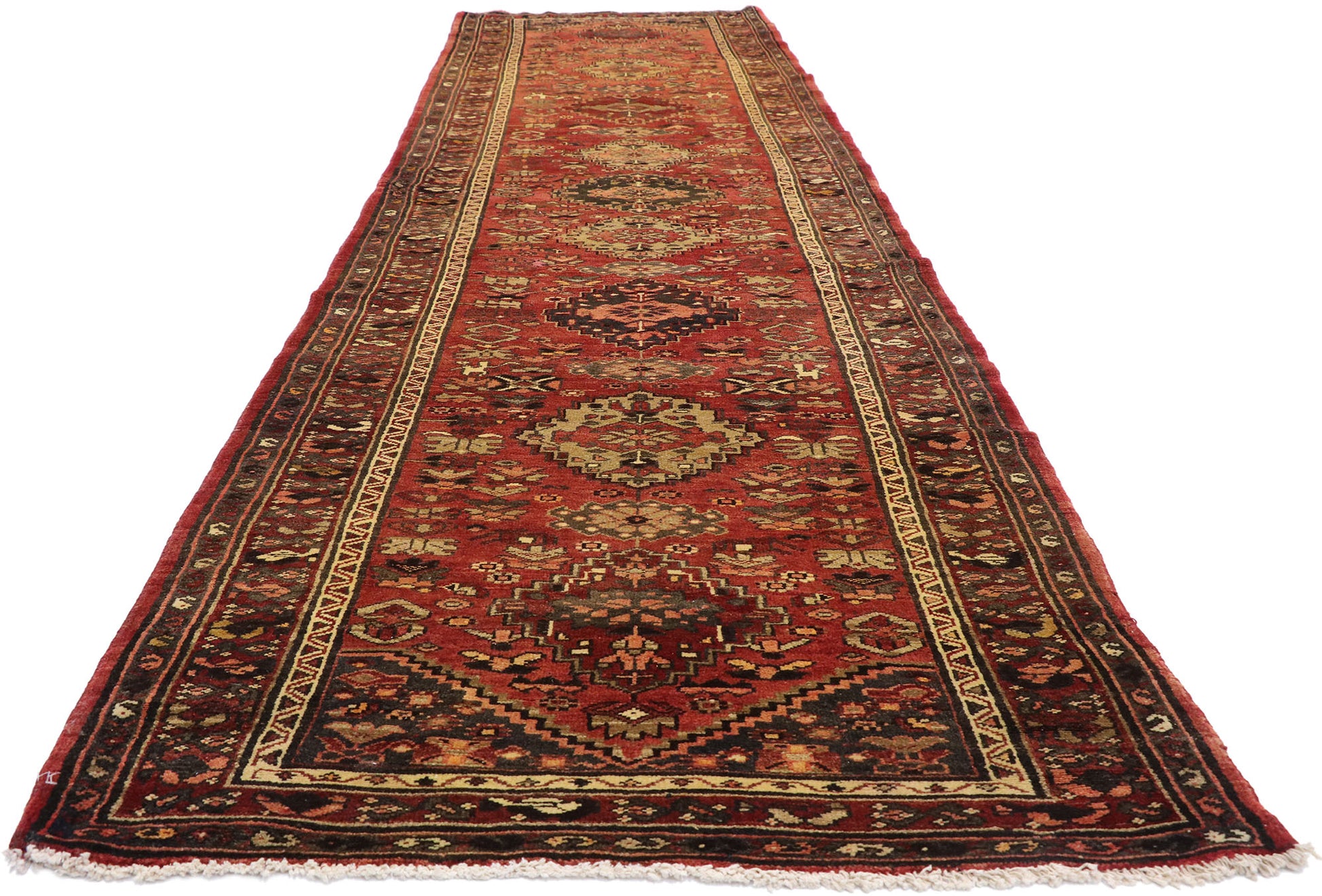 3 x 13 Vintage Persian Hamadan Runner 75364