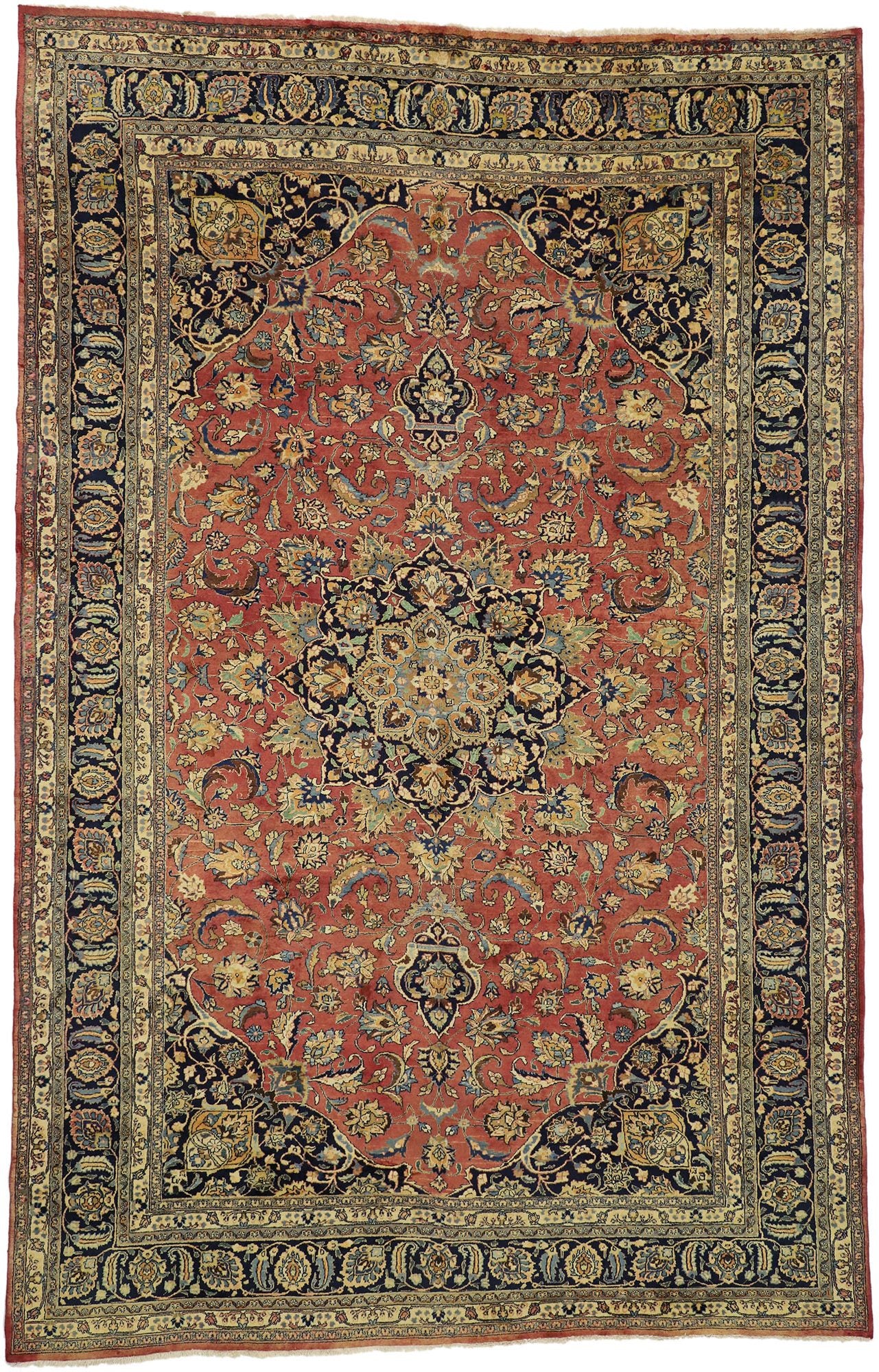 10 x 15 Vintage Persian Mashhad Rug 75597