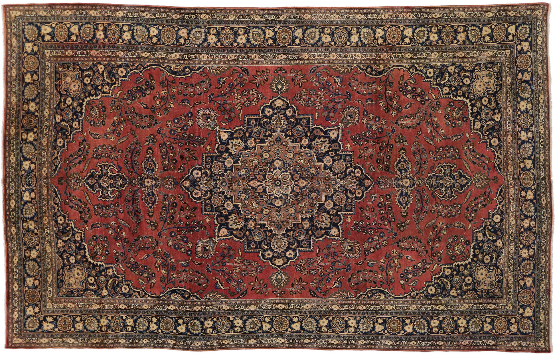 10 x 16 Vintage Persian Mashhad Rug 75598