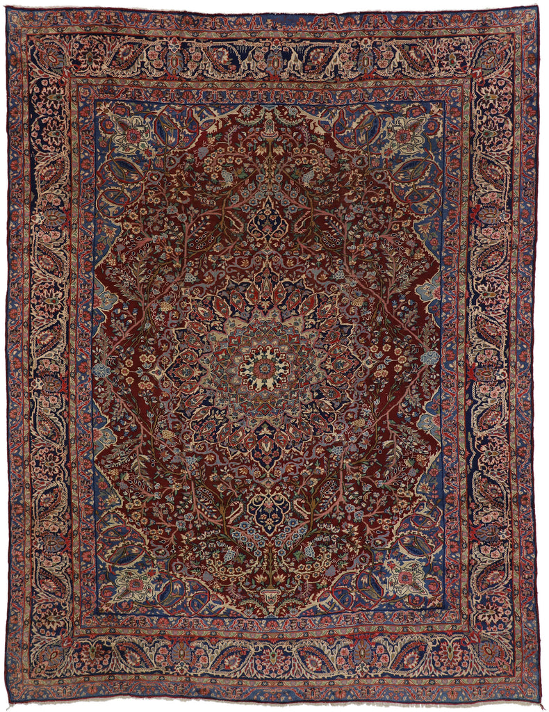 10 x 13 Vintage Yazd Rug 75661