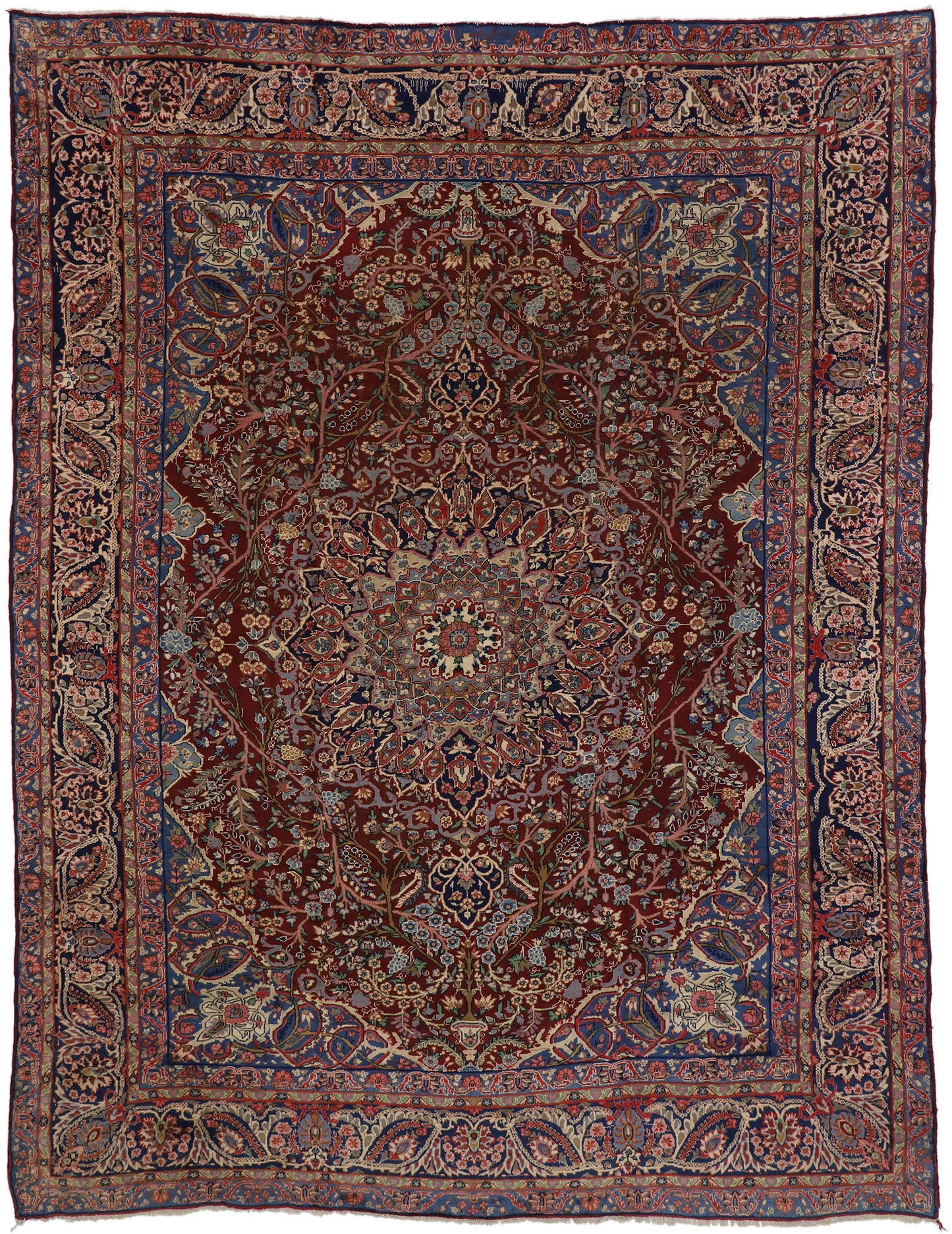 10 x 13 Vintage Yazd Rug 75661