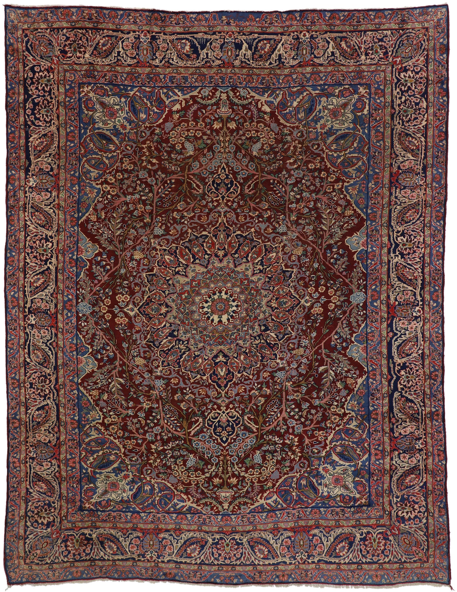 10 x 13 Vintage Yazd Rug 75661