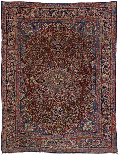 10 x 13 Vintage Yazd Rug 75661