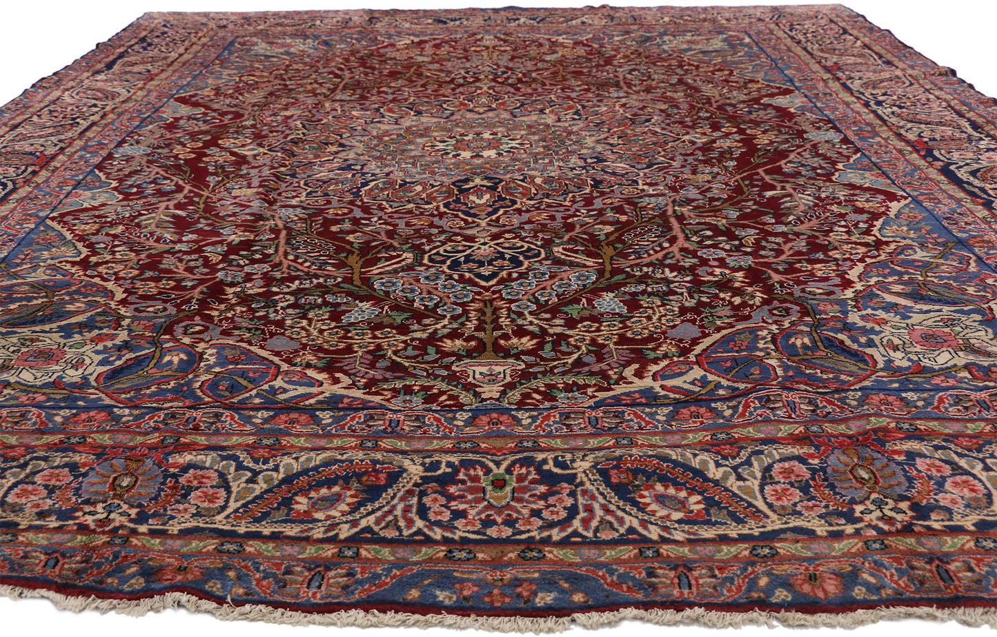 10 x 13 Vintage Yazd Rug 75661
