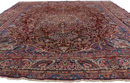 10 x 13 Vintage Yazd Rug 75661