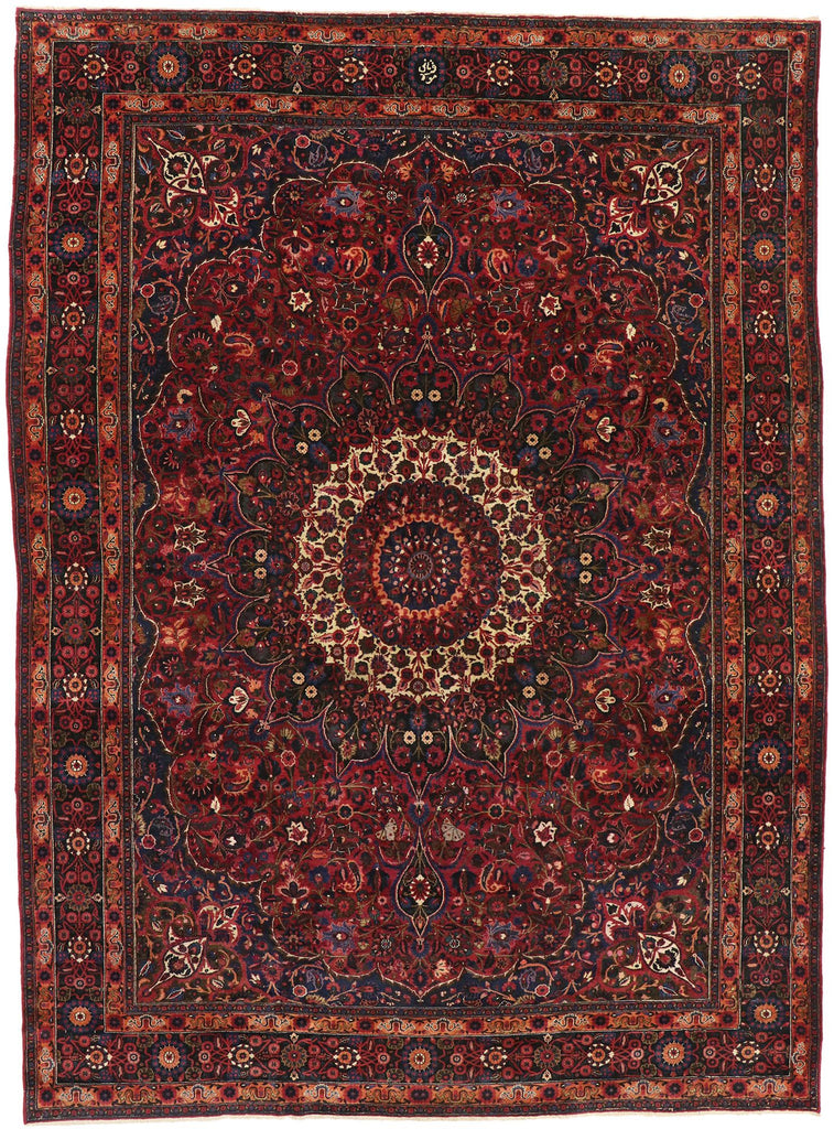 10 x 14 Antique Persian Mashhad Rug 75668
