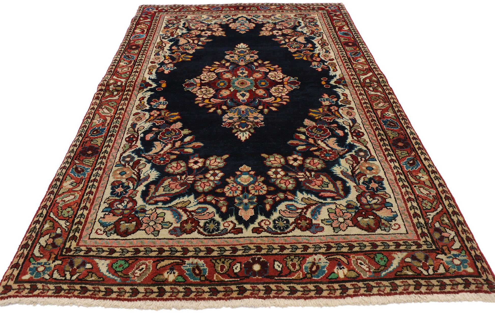 4 x 6 Vintage Persian Mahal Rug 75672