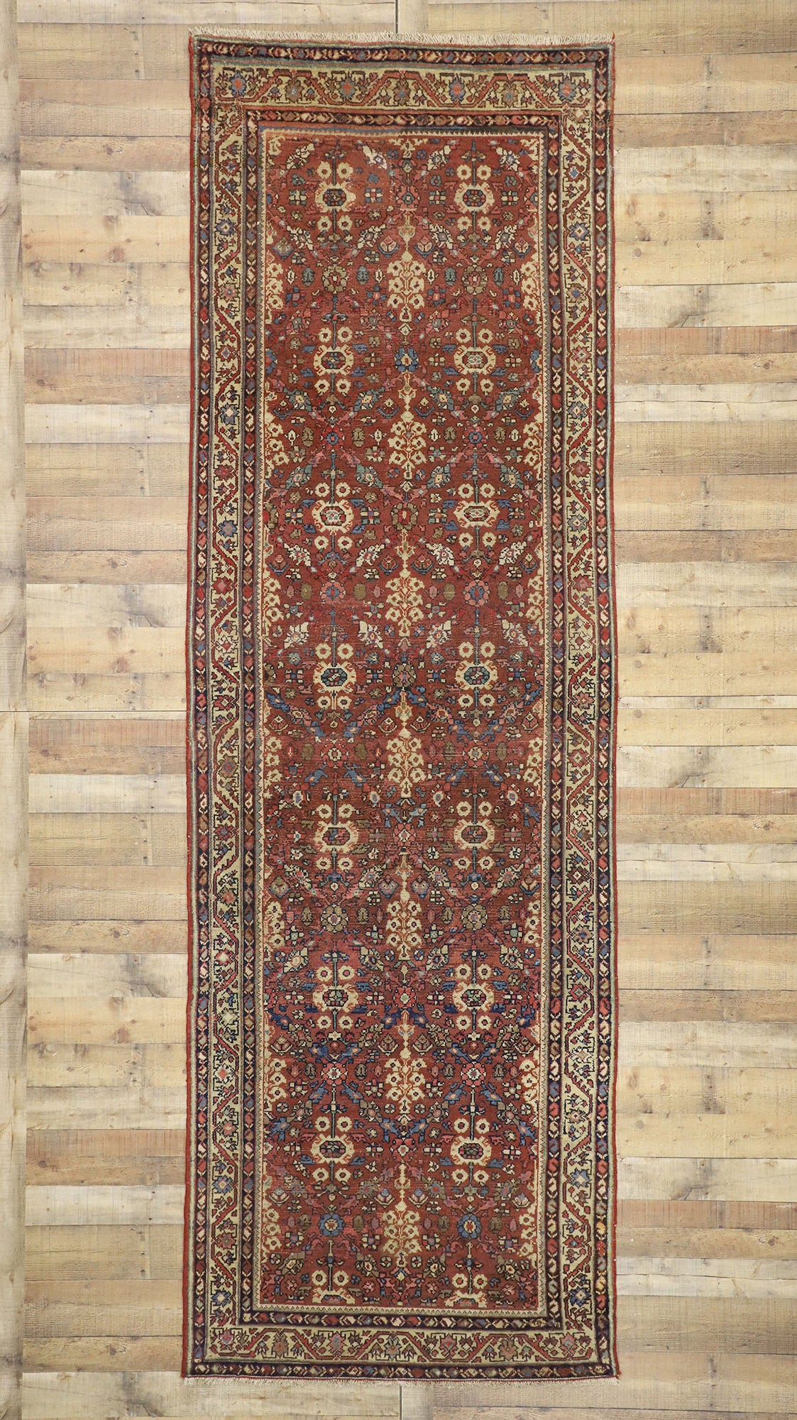 4 x 13 Antique Persian Hamadan Runner 75784
