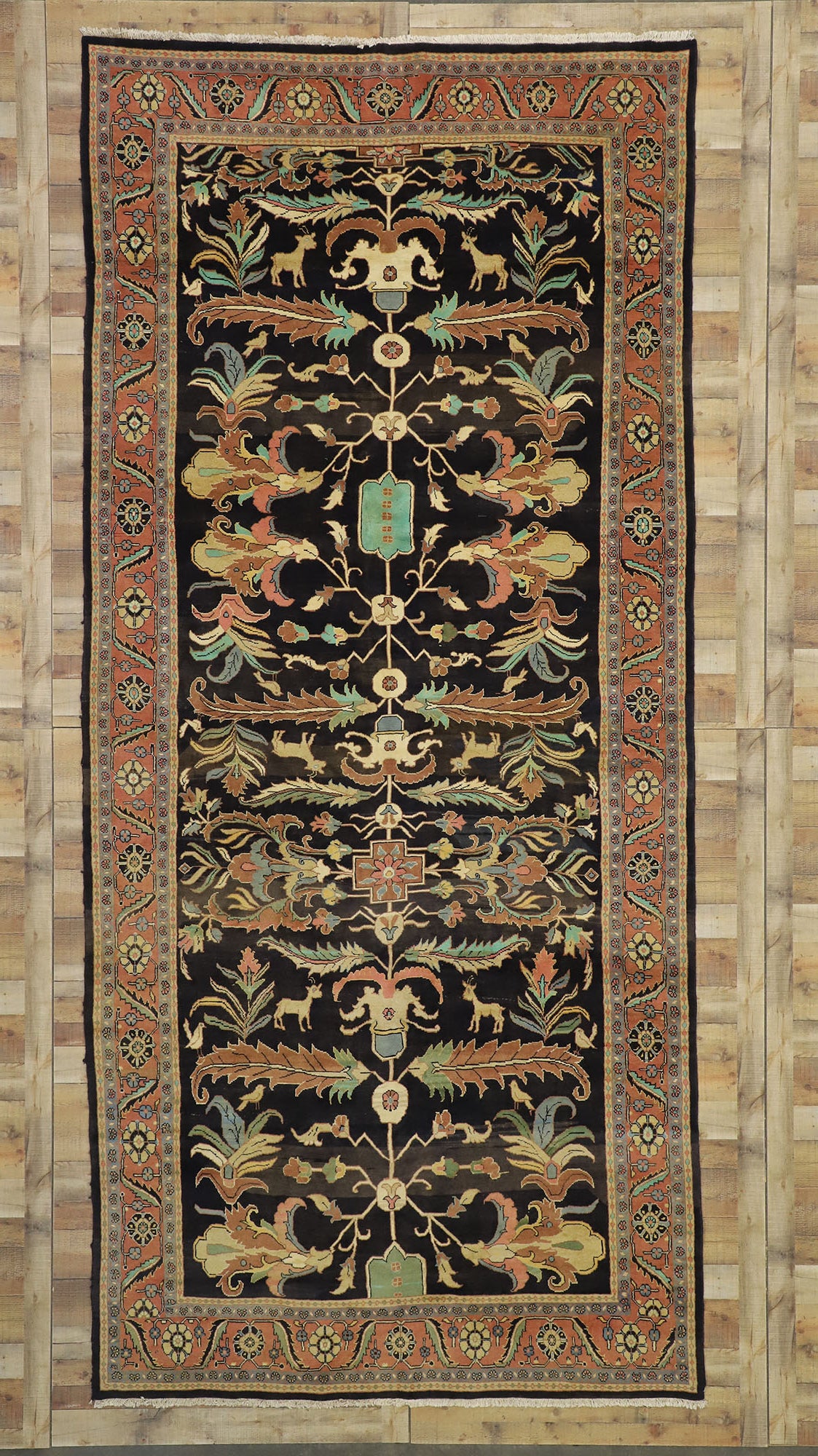 7 x 15 Vintage Persian Mahal Rug 75836