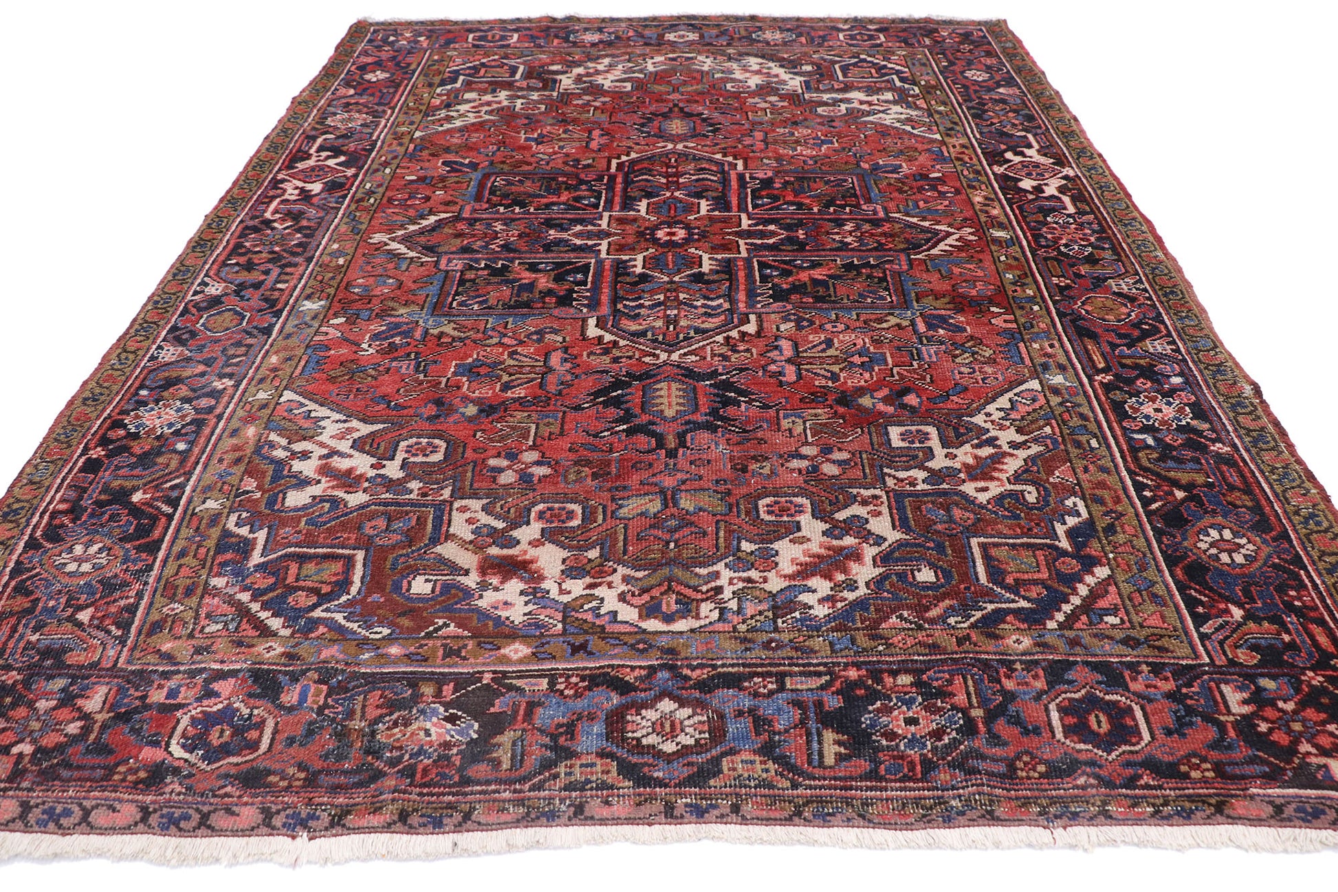 7 x 8 Vintage Persian Heriz Rug 75862