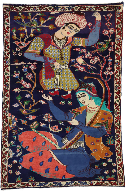 4 x 6 Vintage Persian Hamadan Rug 75975
