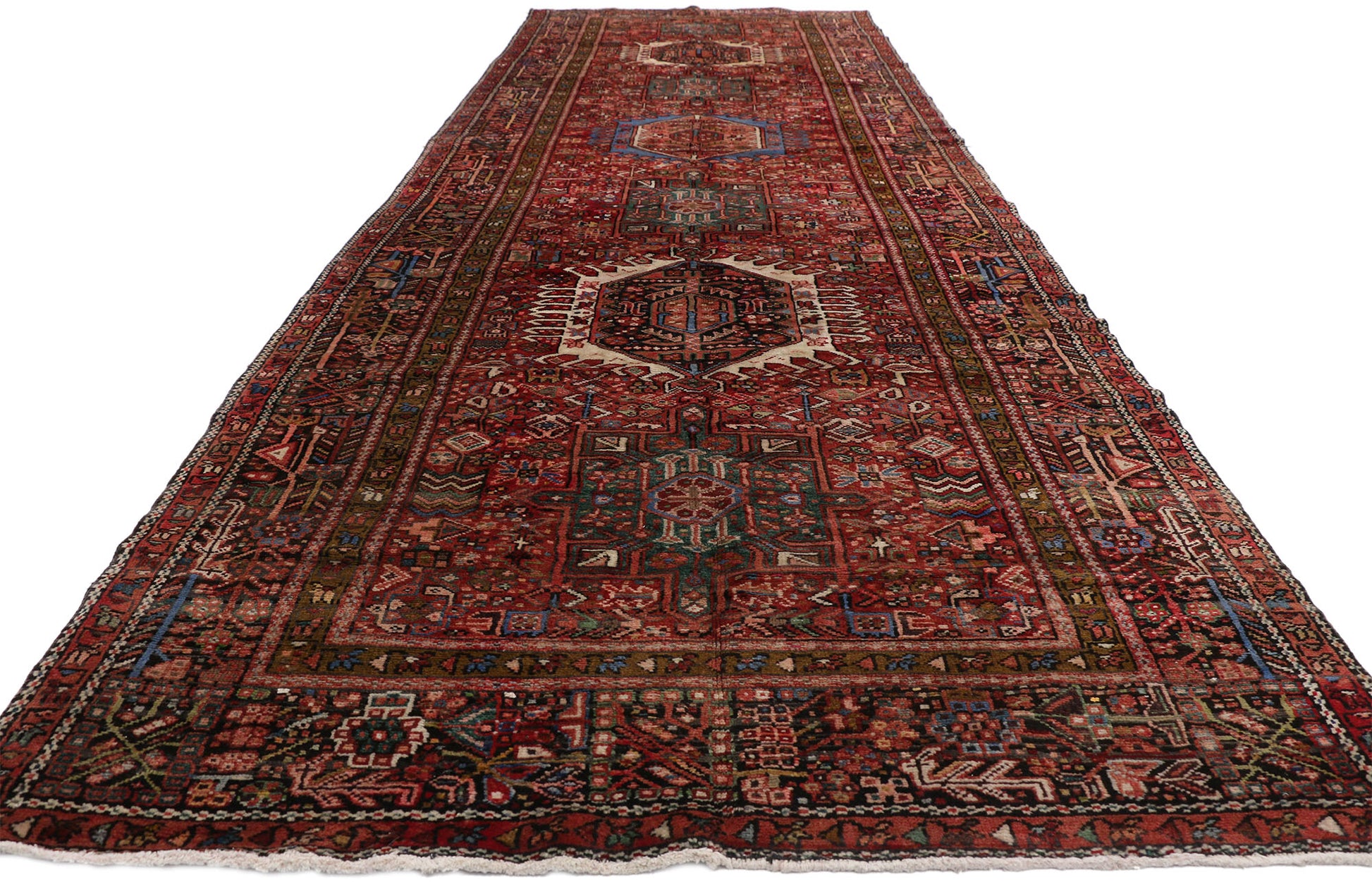 5 x 15 Vintage Persian Heriz Gallery Rug 76004