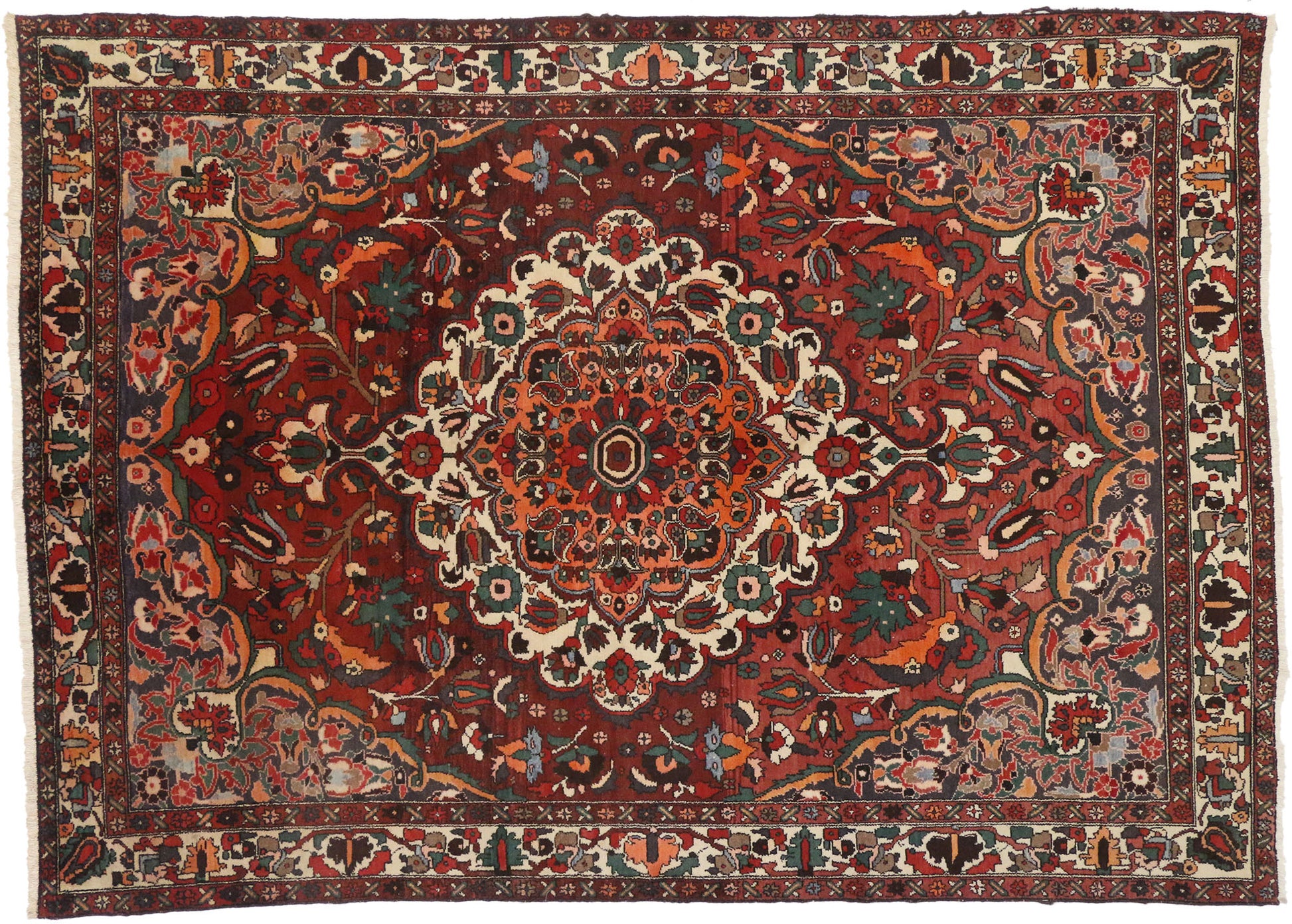 7 x 10 Vintage Persian Bakhtiari Rug 76142