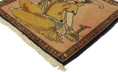 2 x 2 Vintage Persian Khamseh Pictorial Rug 76197