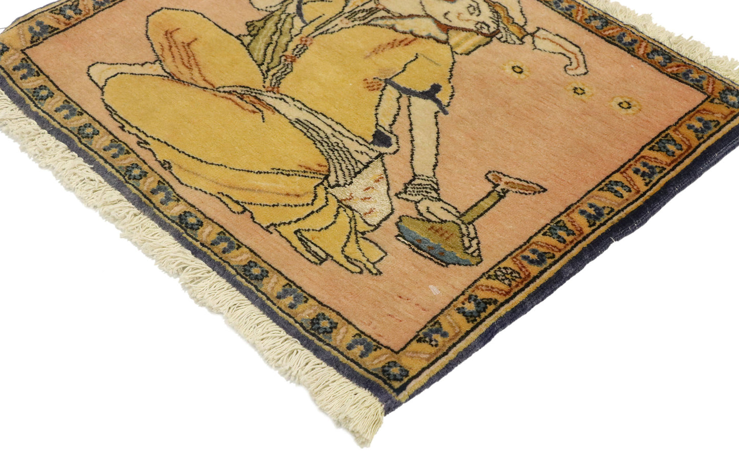 1 x 2 Vintage Persian Khamseh Pictorial Rug 76199