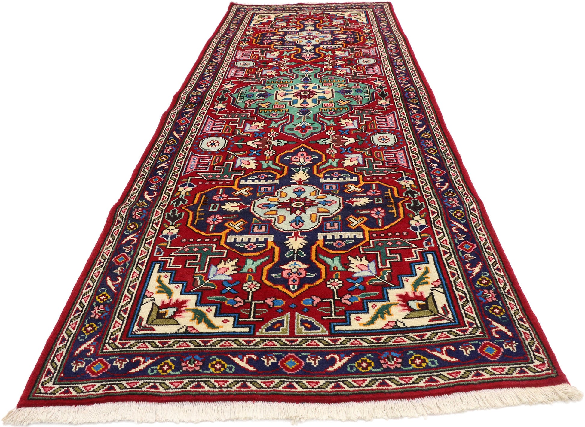 3 x 9 Vintage Persian Tabriz Runner 76214