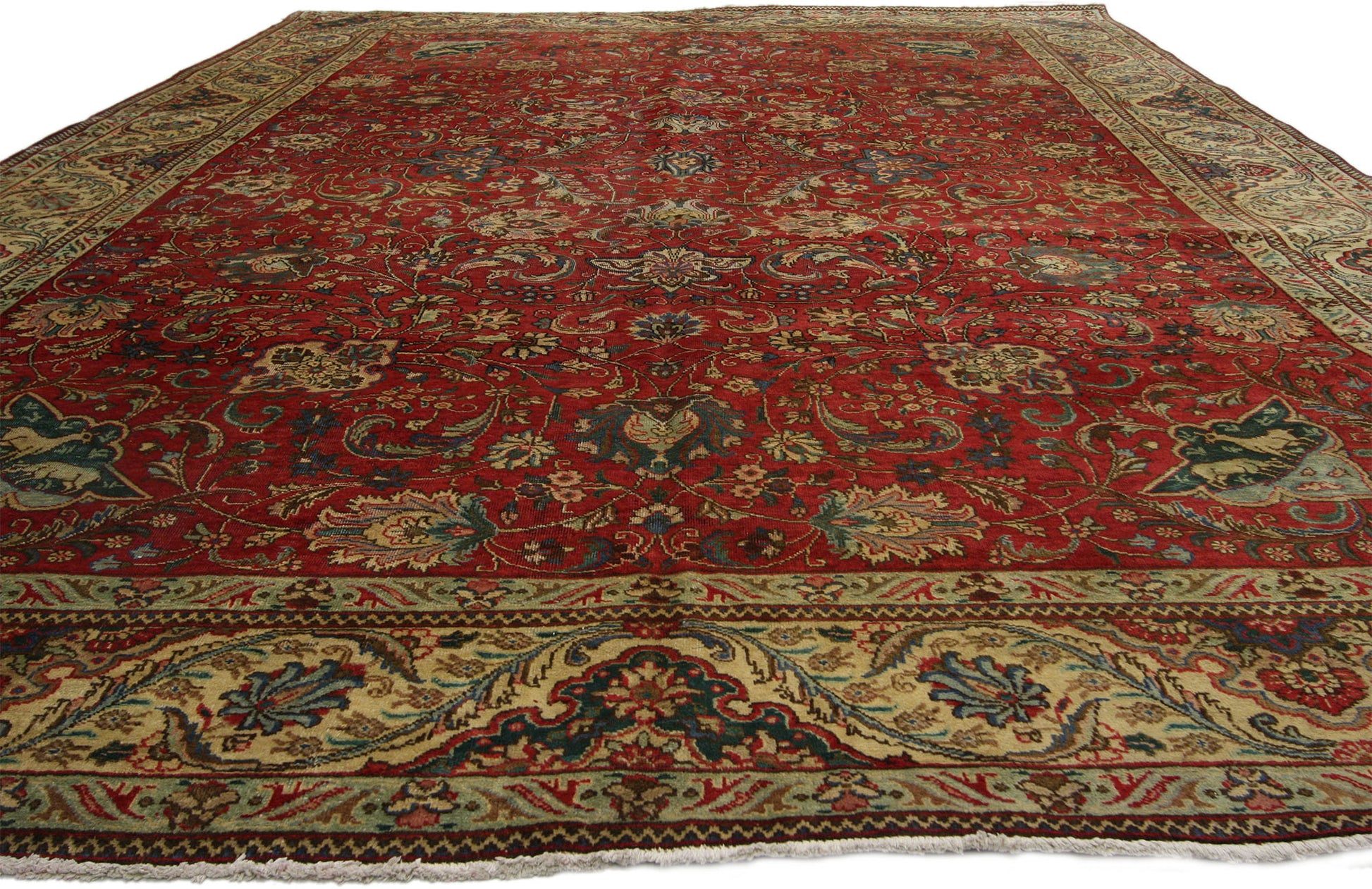11 x 14 Vintage Persian Tabriz Rug 76280