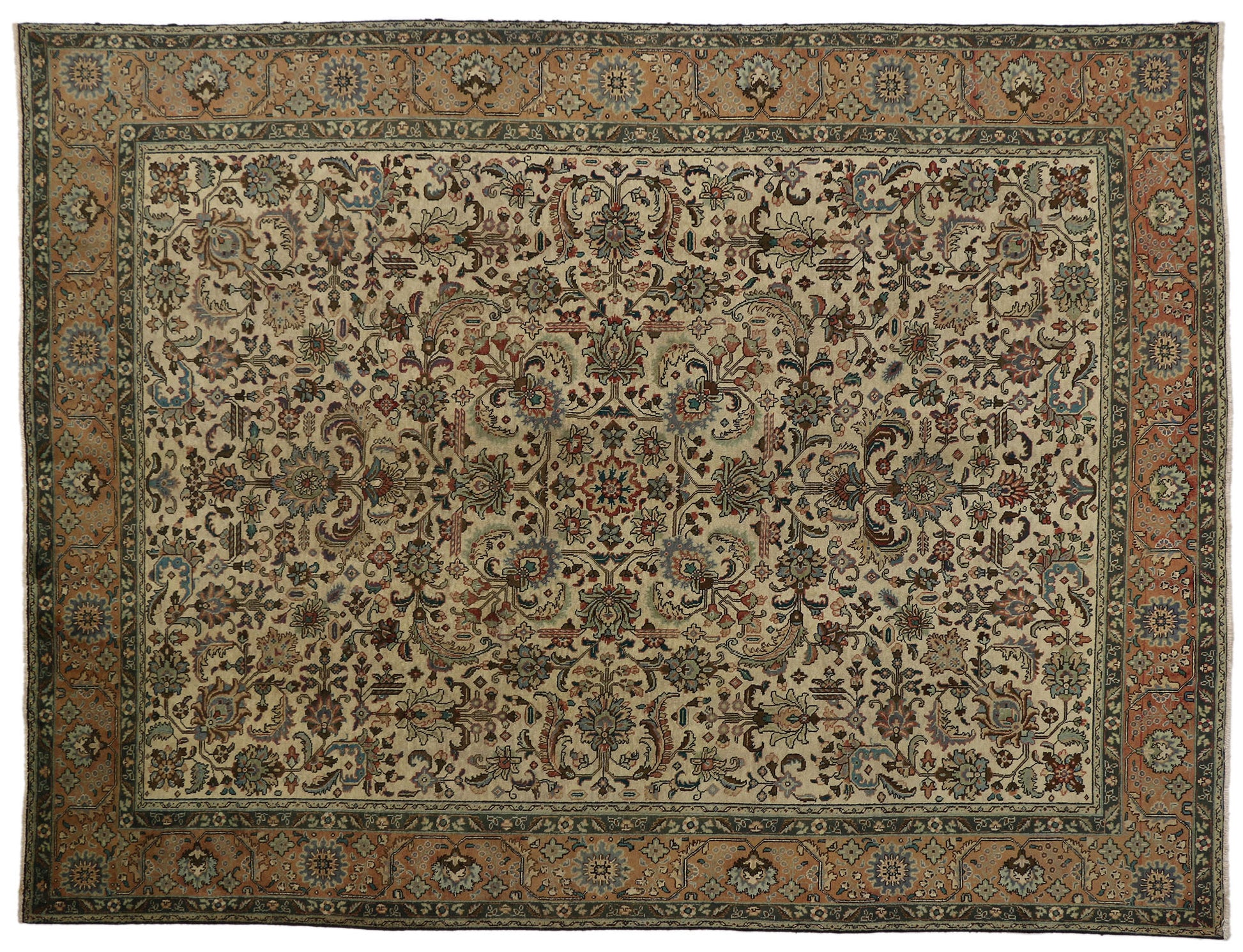 9 x 13 Vintage Persian Tabriz Rug 76282