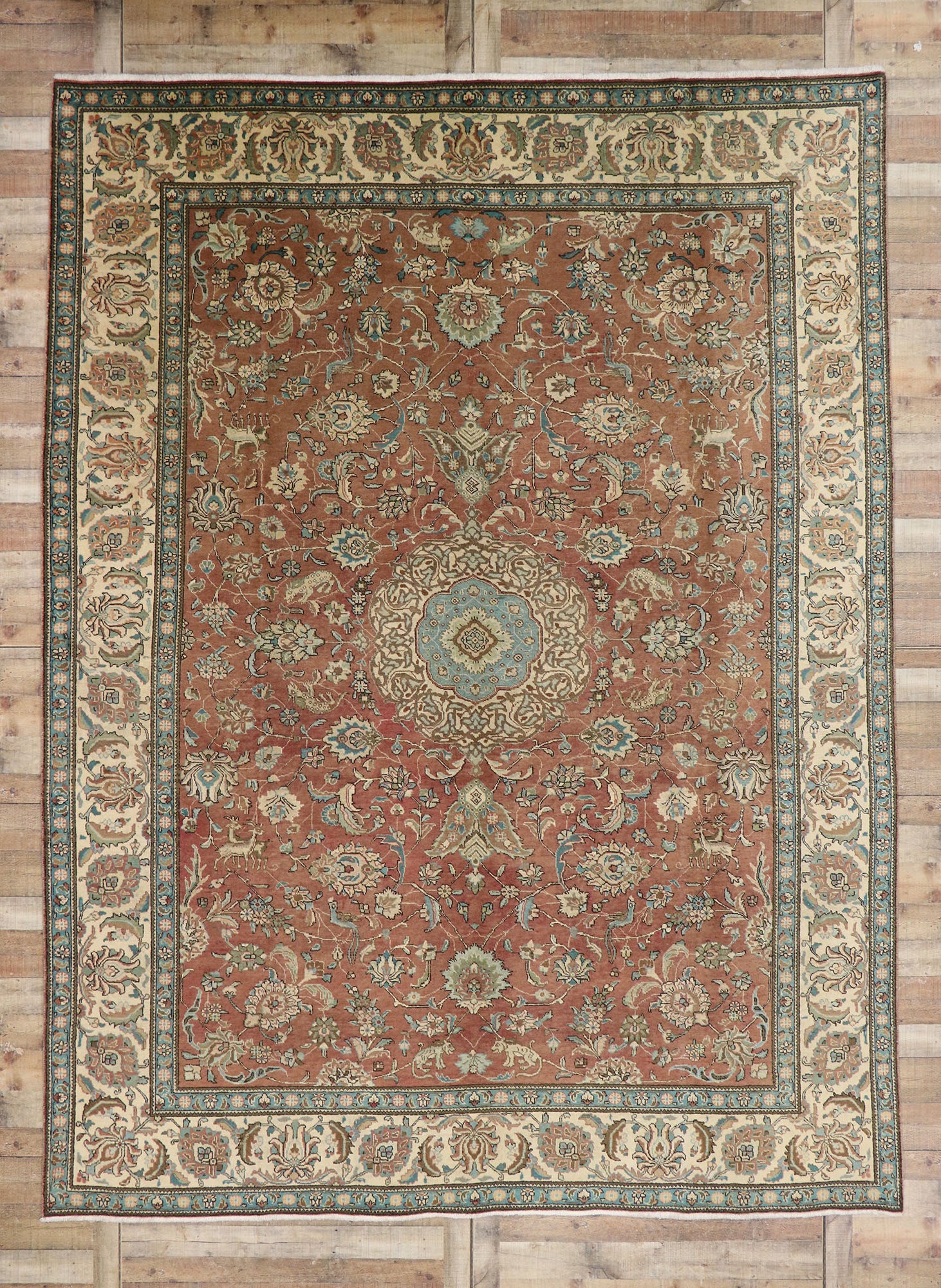 10 x 13 Vintage Persian Tabriz Rug 76286