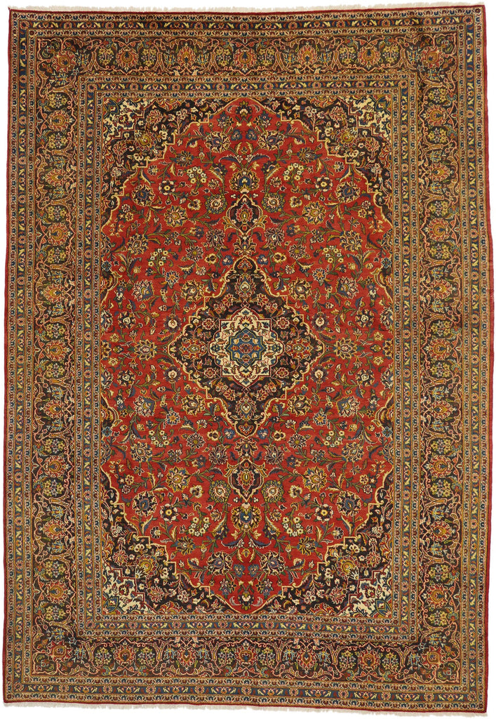 9 x 13 Vintage Persian Kashan Rug 76309