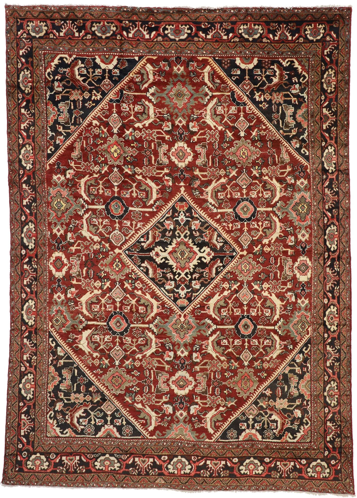 10 x 13 Vintage Persian Mahal Rug 76317