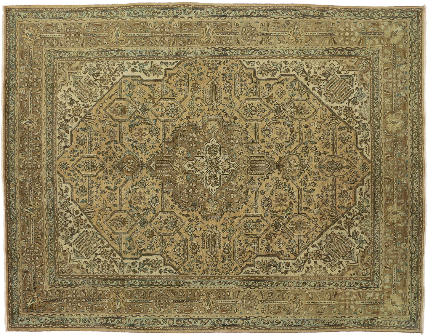 10 x 13 Vintage Persian Tabriz Rug 76334