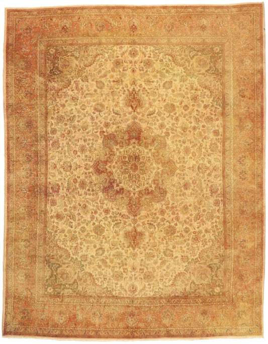 10 x 13 Vintage Persian Tabriz Rug 76376