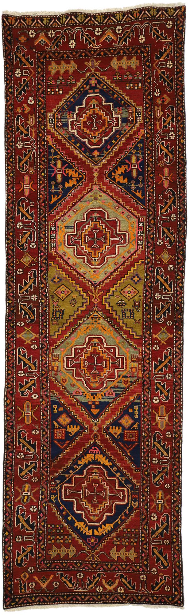 4 x 12 Vintage Persian Heriz Runner 76407