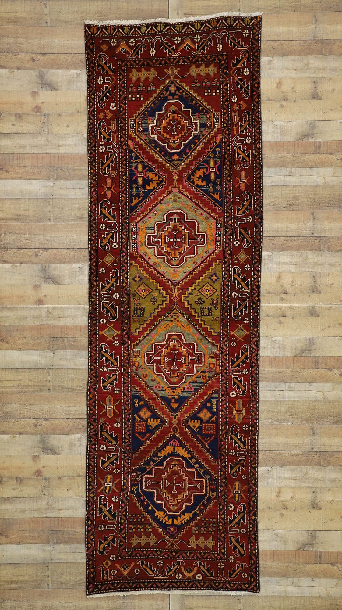 4 x 12 Vintage Persian Heriz Runner 76407