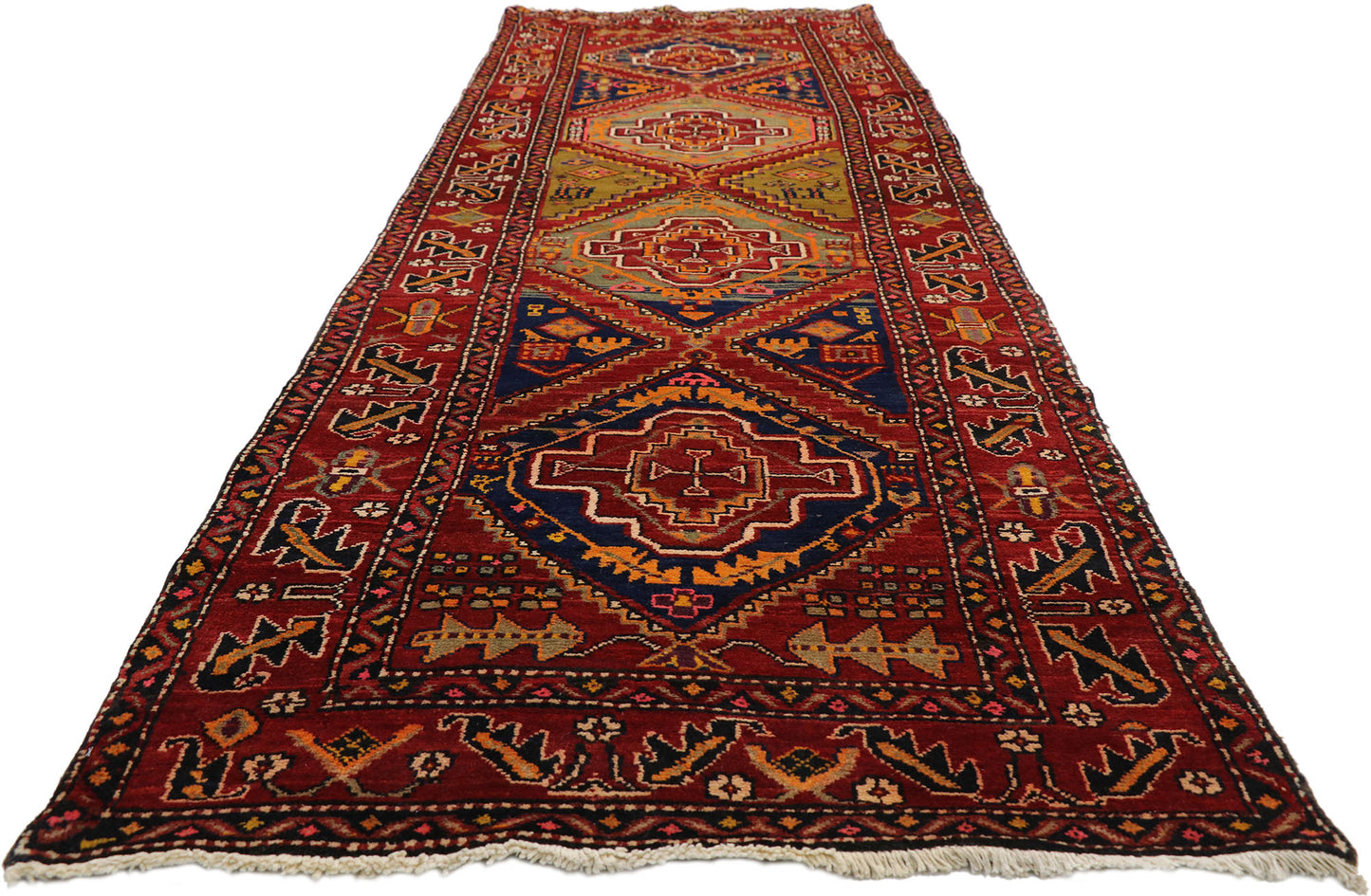 4 x 12 Vintage Persian Heriz Runner 76407