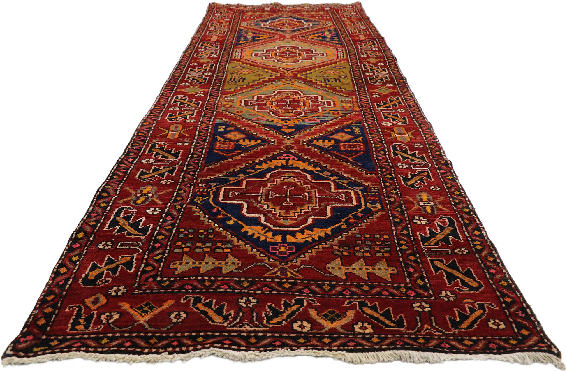 4 x 12 Vintage Persian Heriz Runner 76407