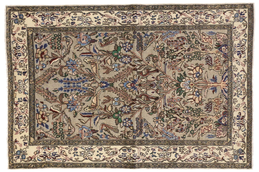 3 x 5 Vintage Persian Qum Rug 76429