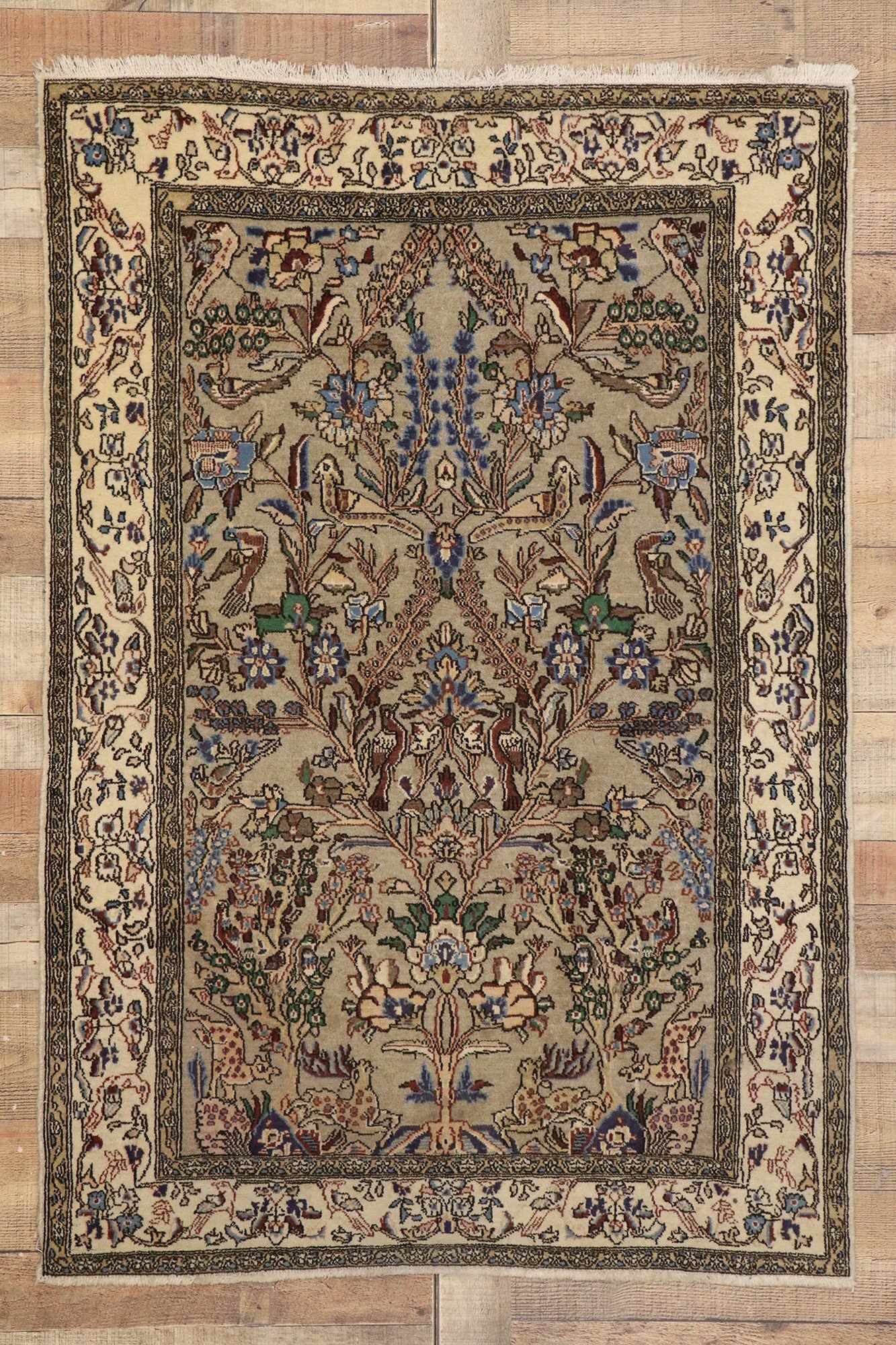 3 x 5 Vintage Persian Qum Rug 76430