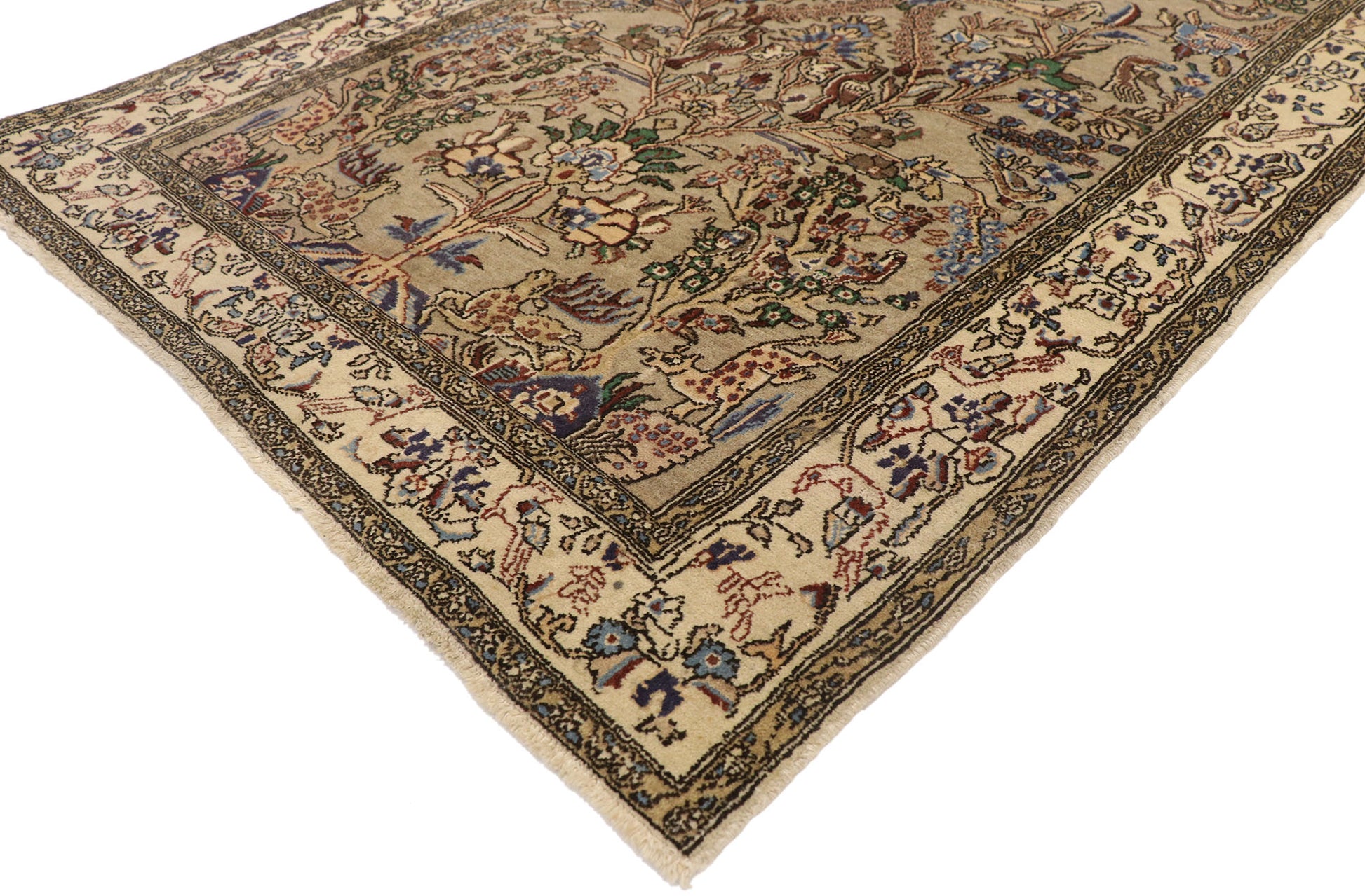 3 x 5 Vintage Persian Qum Rug 76430