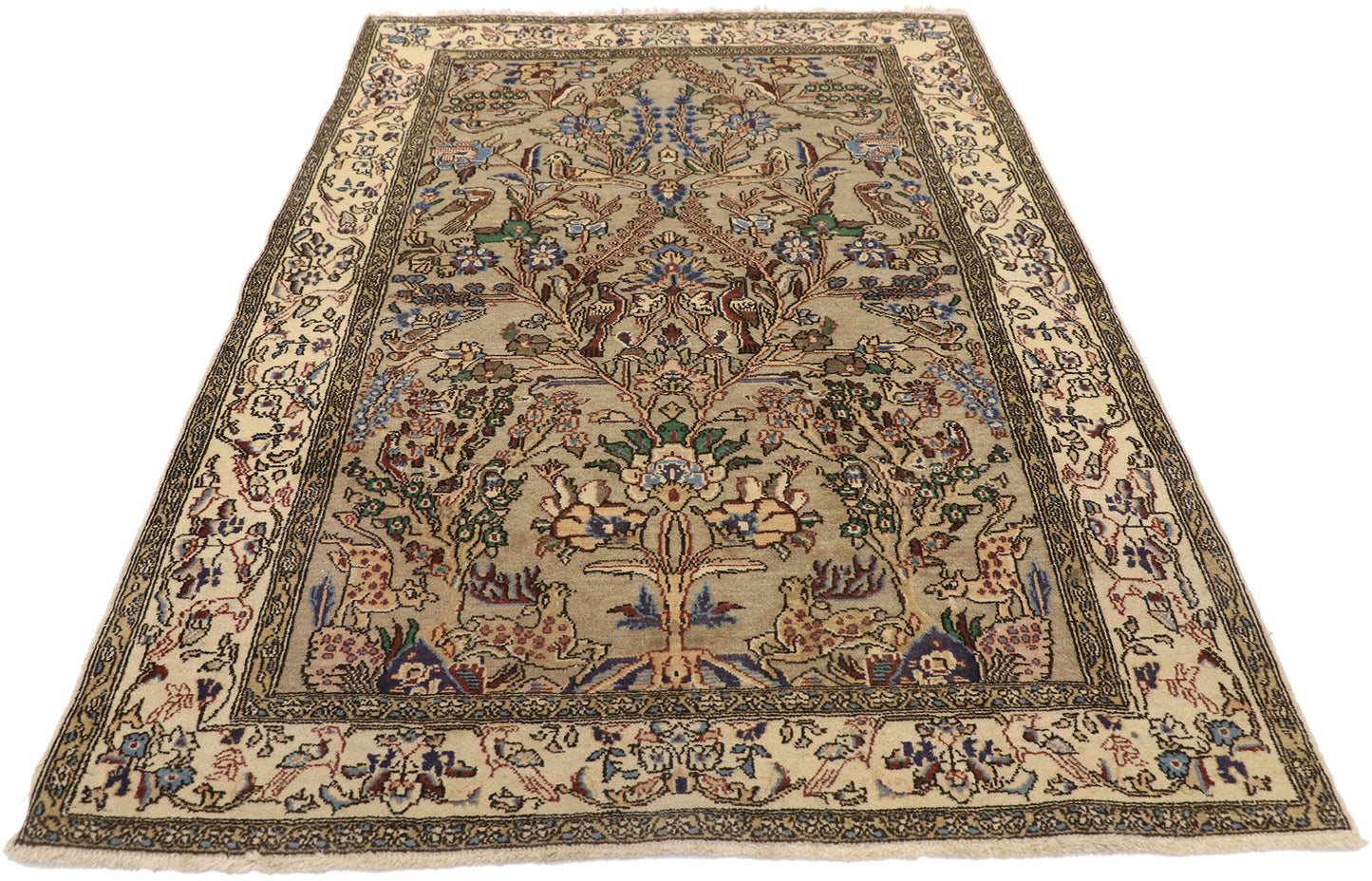3 x 5 Vintage Persian Qum Rug 76430