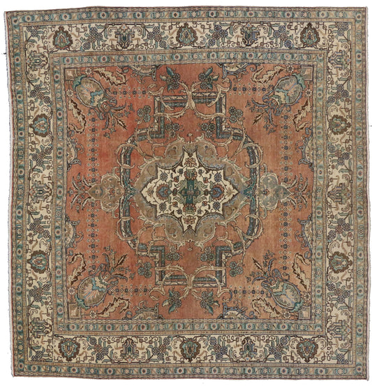 10 x 10 Vintage Tabriz Rug 76444