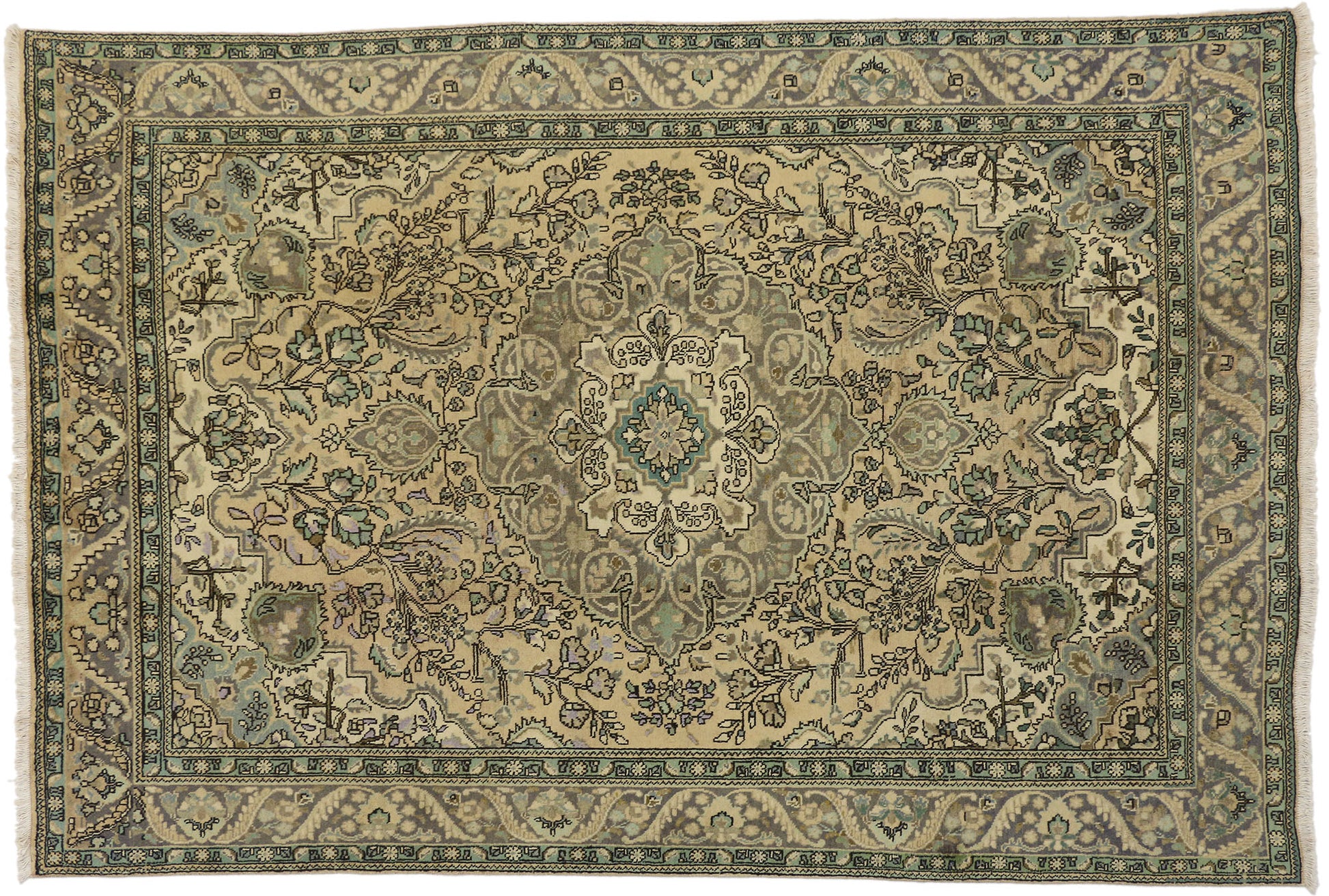 6 x 10 Vintage Persian Tabriz Rug 76453