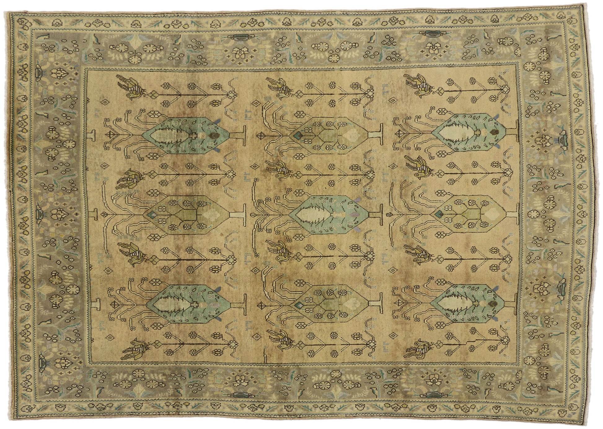 7 x 10 Vintage Persian Tabriz Rug 76474