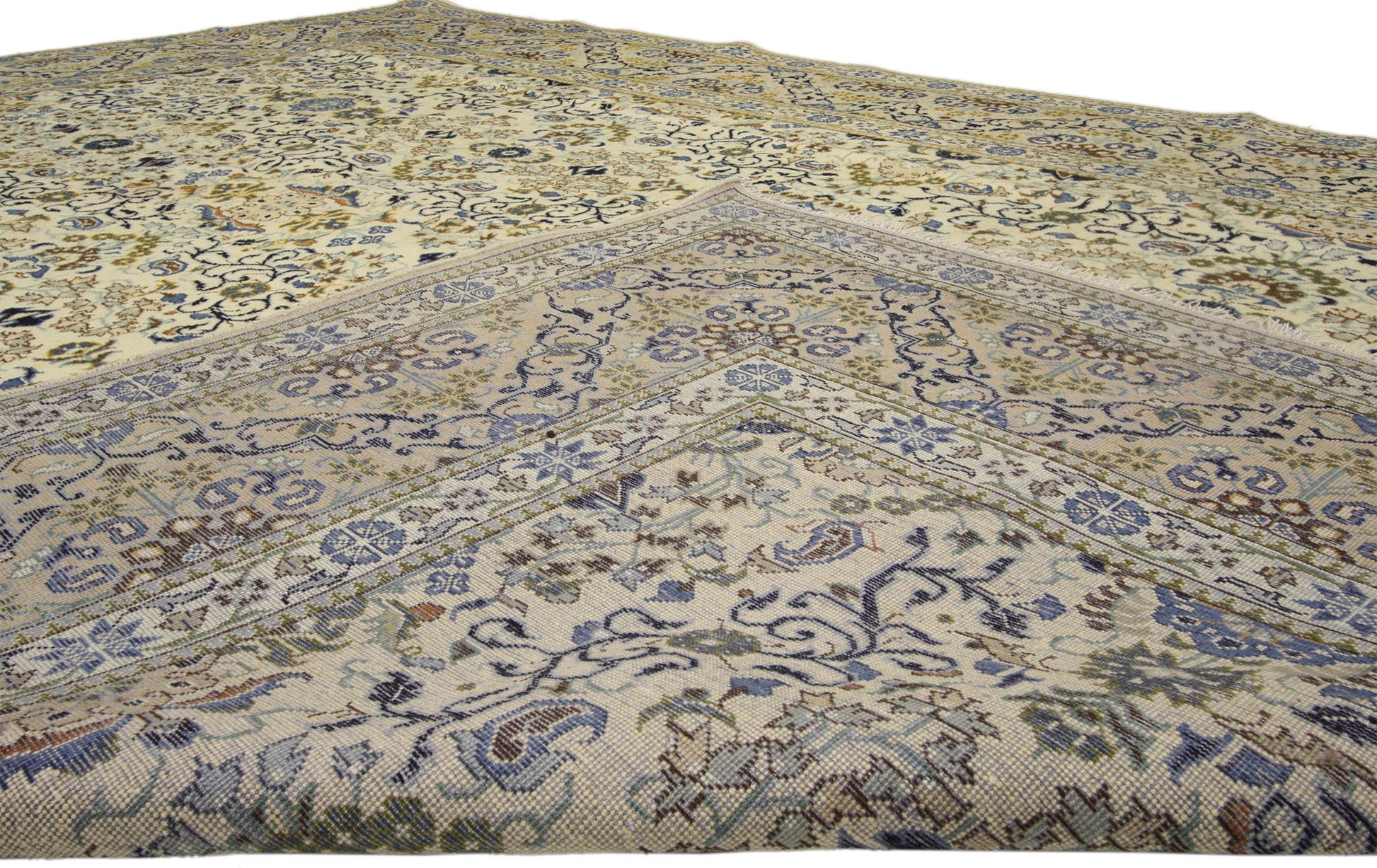 8 x 11 Vintage Persian Millefleur Kashan Rug 76475