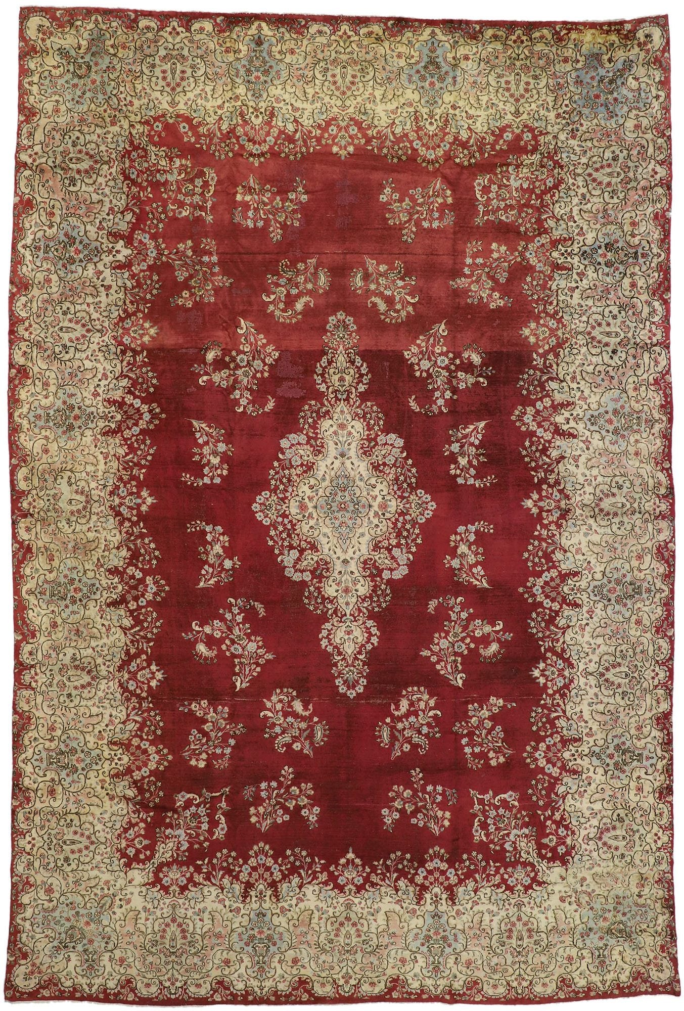 11 x 17 Vintage Kerman Rug 76516