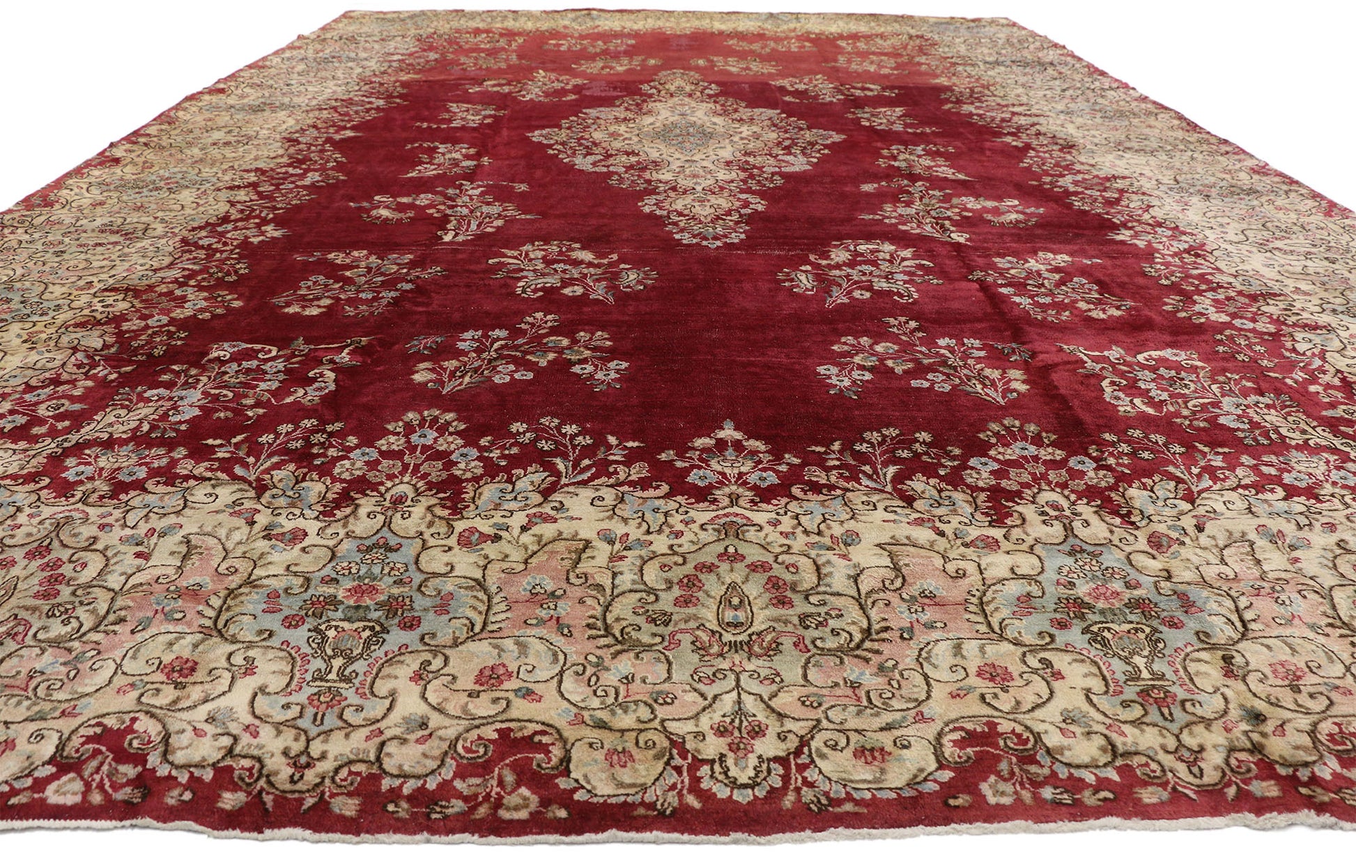 11 x 17 Vintage Kerman Rug 76516