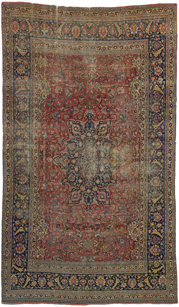 9 x 16 Antique Persian Mashad Rug 76594