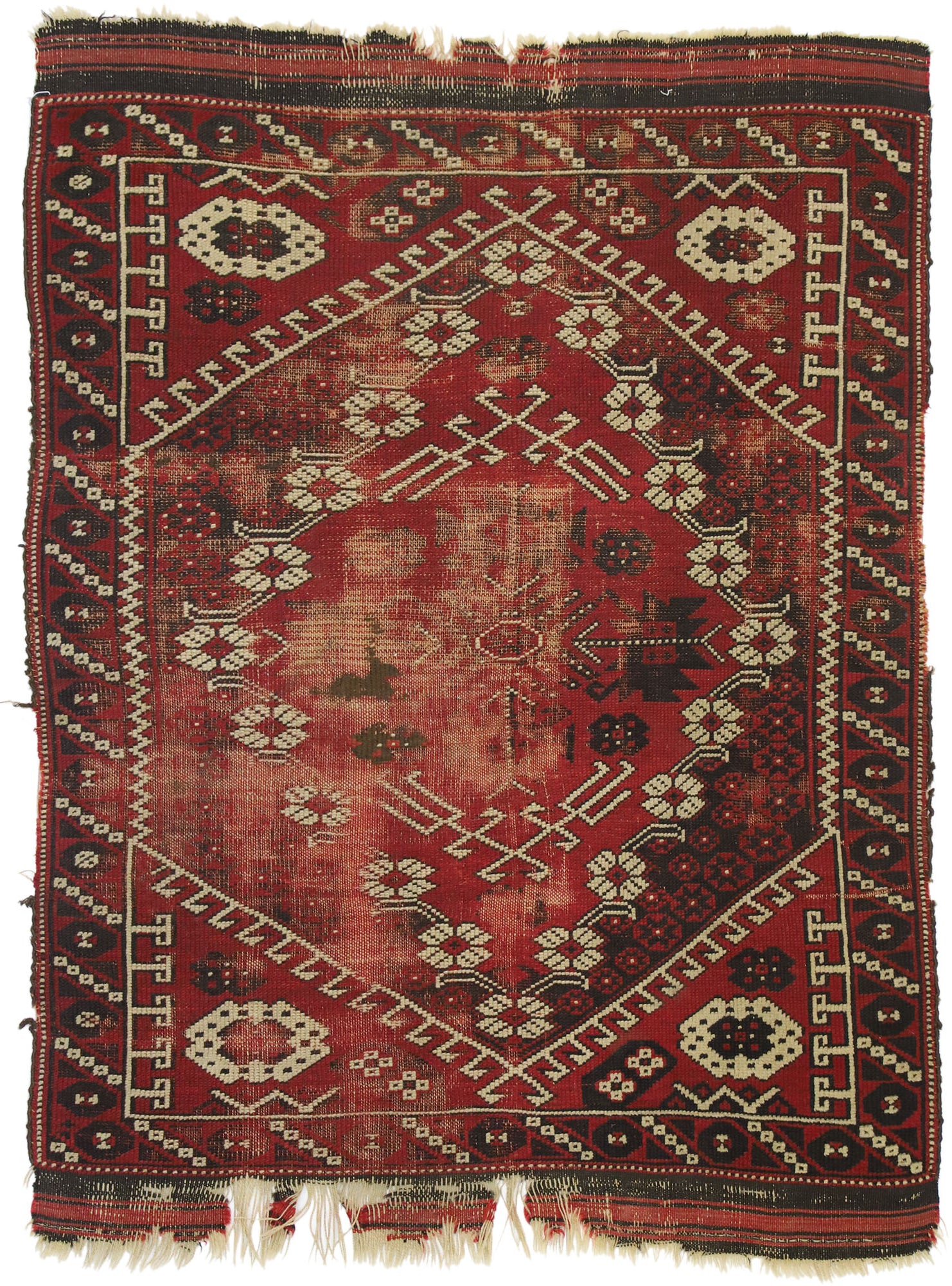 3 x 4 Antique-Worn Afghan Rug 76628