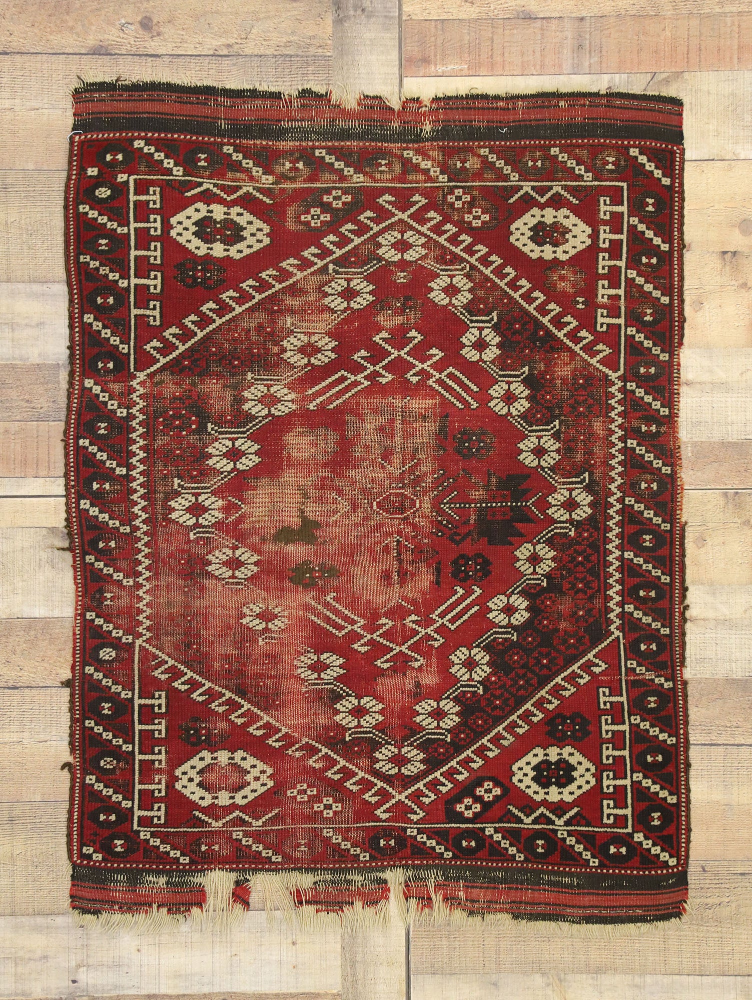 3 x 4 Antique-Worn Afghan Rug 76628