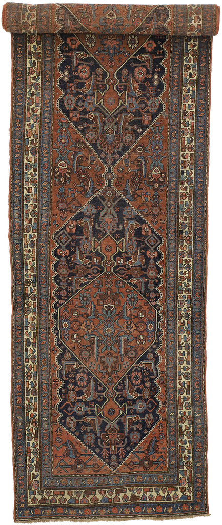 4 x 17 Antique Persian Bijar Runner 76653